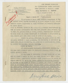 Lettera dattiloscritta di Aldo Nucifora