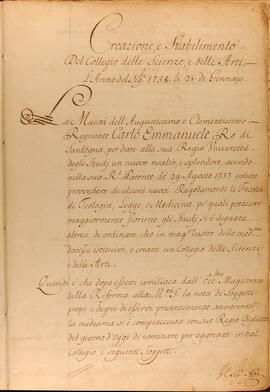 Adunanze del Collegio delle Scienze e belle Arti