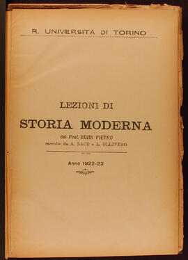 Lezioni di Storia moderna, R. Università degli Studi di Torino