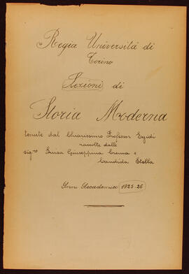 Lezioni di Storia moderna, Regia Università degli Studi di Torino