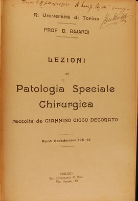 Lezioni di Patologia speciale chirurgica di Daniele Bajardi