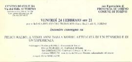 Dibattito sul pensiero e l'opera di Felice Balbo successivamente alla sua morte